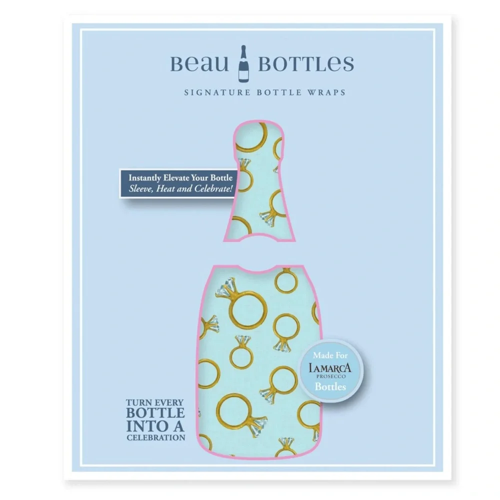 Beau Bottles Blue Engagement Ring-Prosecco Fit 3 Wraps & 2 Bottle Bowes